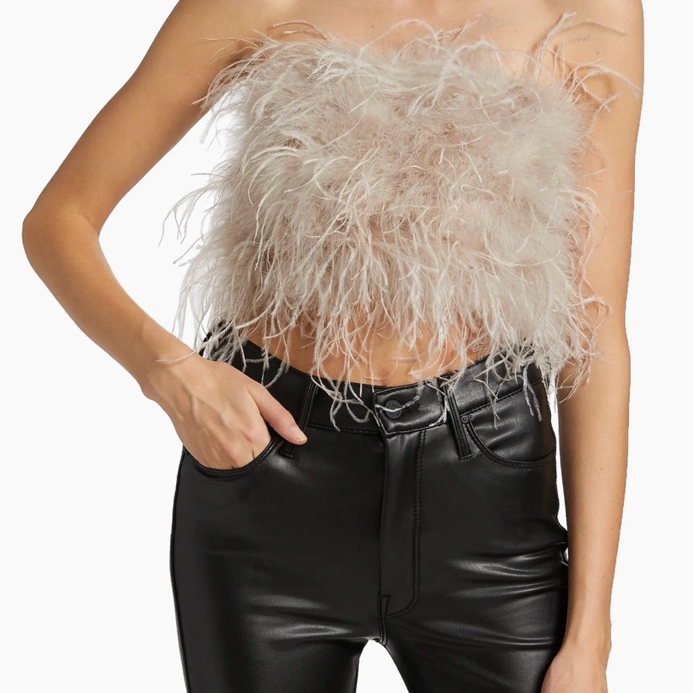 Lamarque Feathered Beige Crop Top